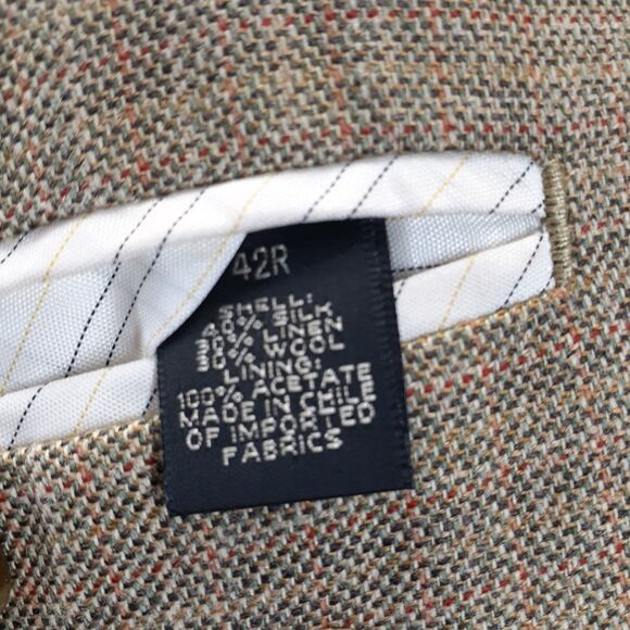 Harold Powell Blazer Mens 42R Beige Silk Linen Wool Sports Coat Jacket 3 Buttons - Picture 3 of 15
